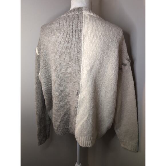 NWT Bibi XL neutral v neck color block oversized button cardigan sweater - Picture 3 of 8